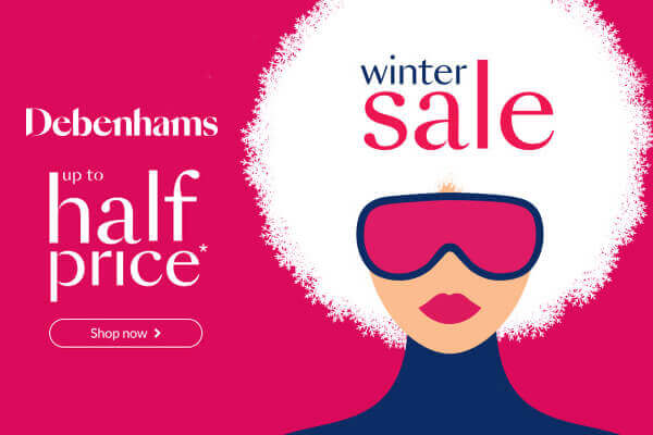 Half Price Debenhams Winter Sale Banner