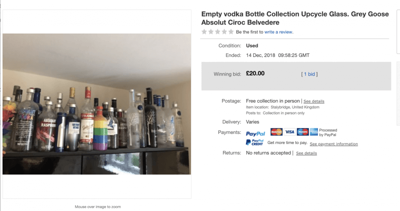 Ebay - Empty vodka bottles