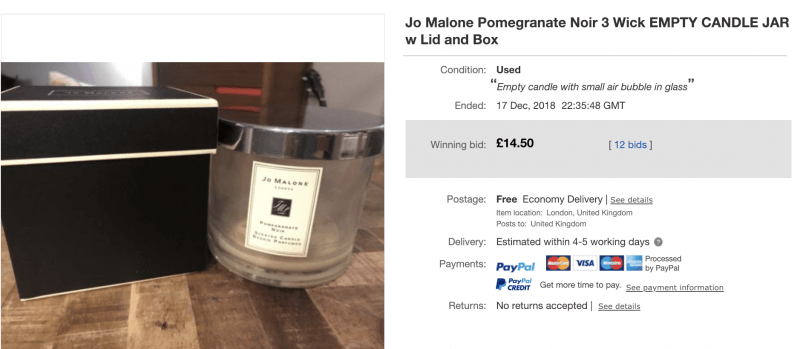 Ebay - Empty candle jar