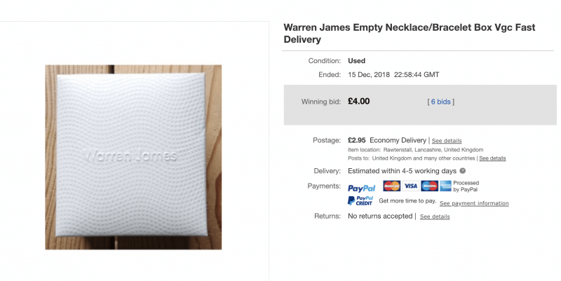Ebay - Warren james box