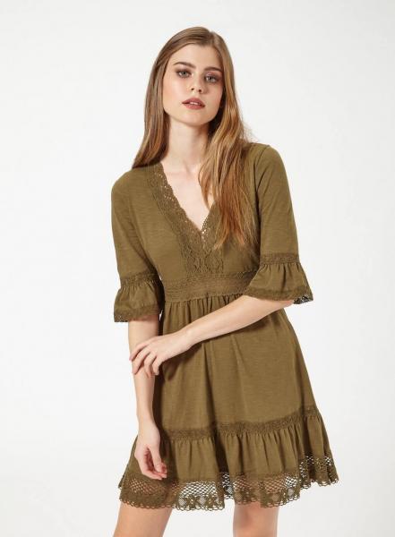 Khaki Crochet Dress