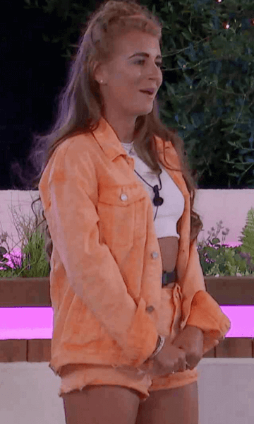 Dani Dyer Sports a Denim Orange Two Piece