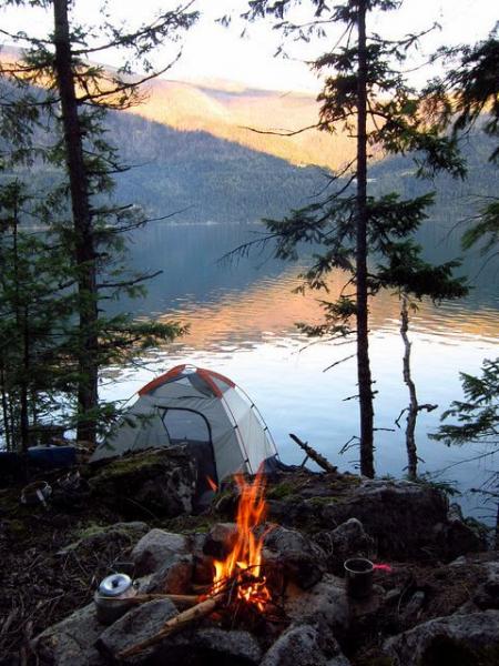 mountain camp scene