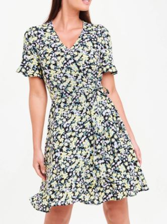 Floral Short Sleeve Wrap Dress - Matalan