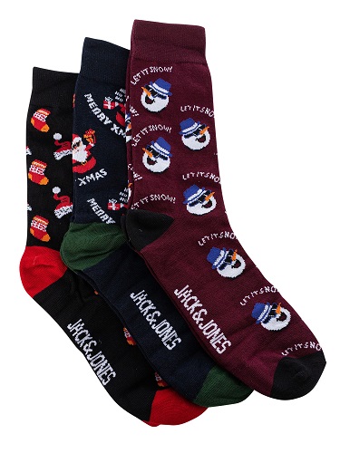 Jack & Jones Santa 3 Pack Socks Gift Box from Standout