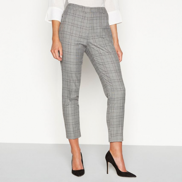 Principles - Grey checked print straight fit trousers