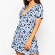 Boohoo Floral Short Sleeve Shift Dress