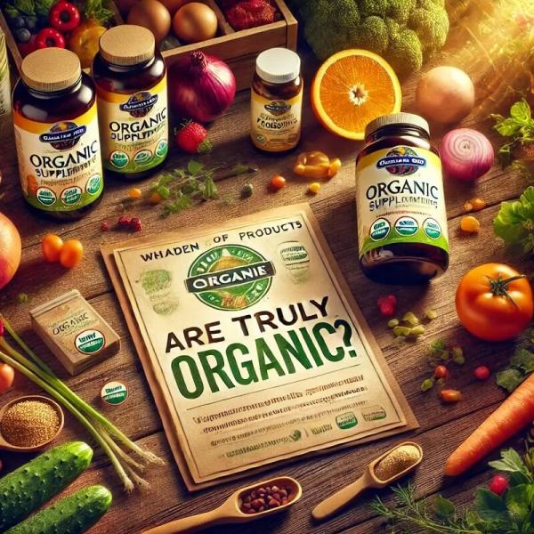 A vibrant and welcoming image showcasing Garden of Life organic products, including vitamins, probiotics, and protein powders, arranged on a natural wood surface. Fresh fruits, vegetables, and herbs surround the products to symbolize organic, natural sourcing. A subtle organic certification label is included, supporting the blog article's topic: Is Garden of Life really organic? The warm lighting highlights the purity and quality of the products, setting an inviting tone for readers.