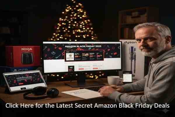 Julian at his PC checking for the latest Amazon Black Friday Voucher Codes and Discounts