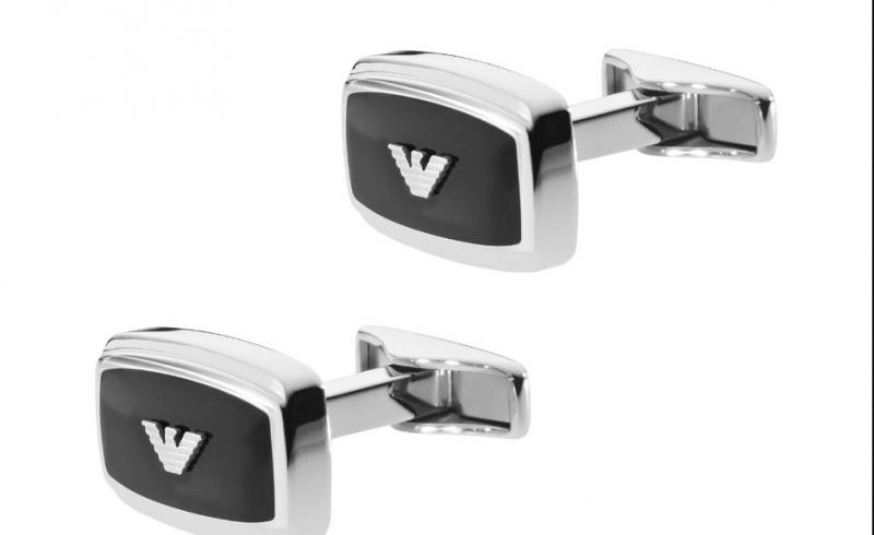 Emporio Armani Signature Stainless Steel and Carbon Cufflinks