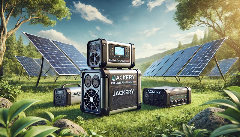 image showing Jackery portable power station and solar panels set in an outdoor environment, emphasizing eco-friendly, solar-powered solutions for off-grid use. This image supports Jackery voucher codes for savings on portable power stations and solar generator kits.
