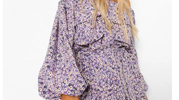 Off the Shoulder Pocket Detail Mini Dress - Boohoo