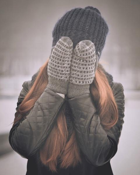 Winter coat and gloves