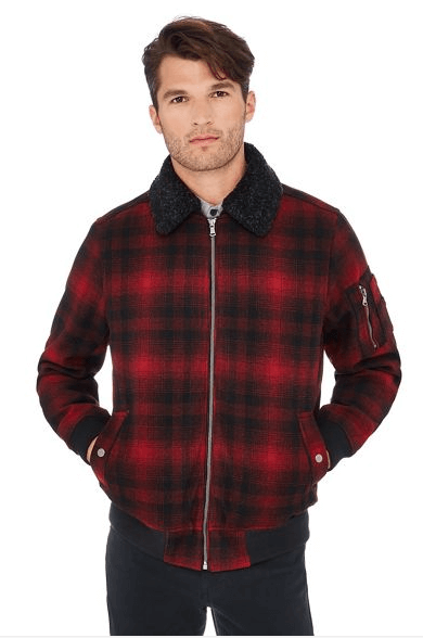 Tartan Jacket with Shearling Collar